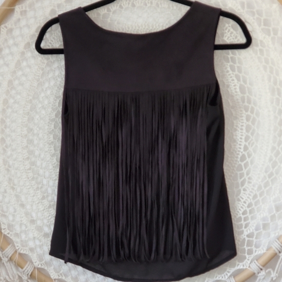1. State Faux Suede Fringe Boho Sleeveless Top XS - Picture 2 of 9